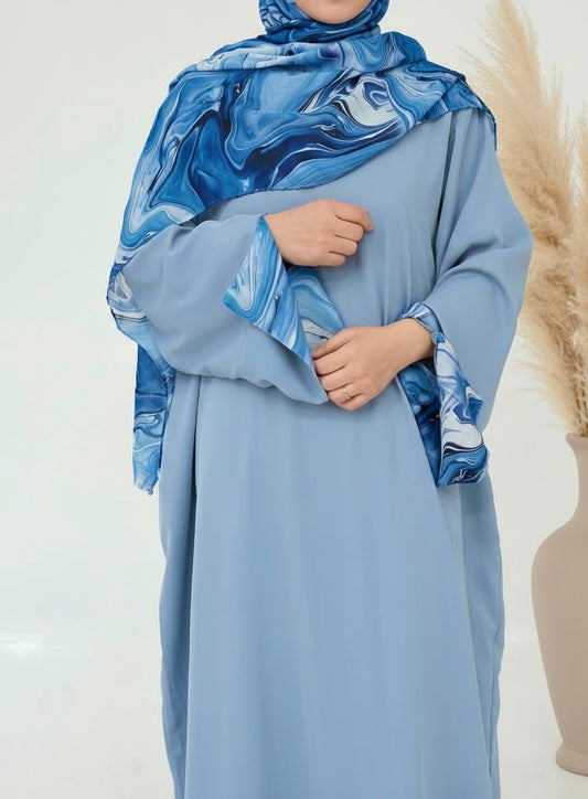 Zayna Blue Abaya and Hijab Set