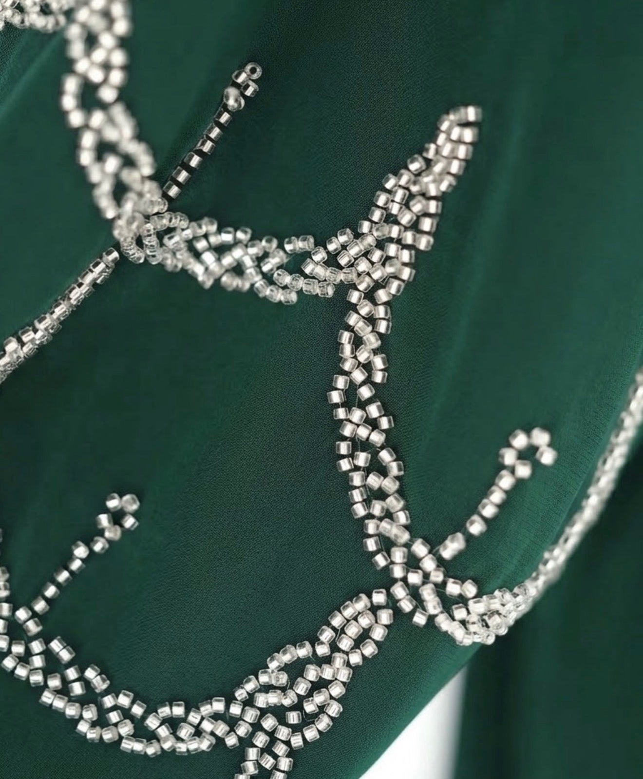 Madiha Beaded Sleeve Emerald Green Abaya