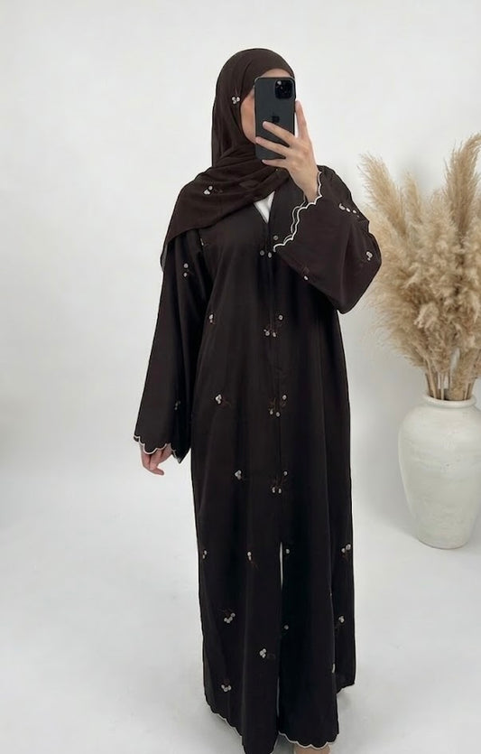 Aura Abaya and Hijab Set in Rich Cocoa