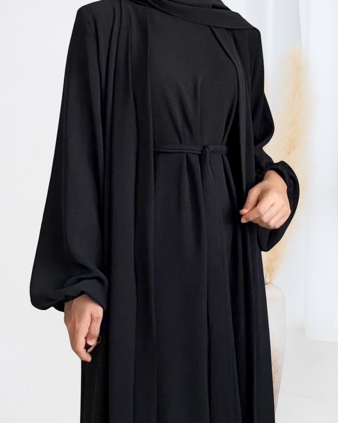 Yasmin Abaya 3 Piece Set in Black