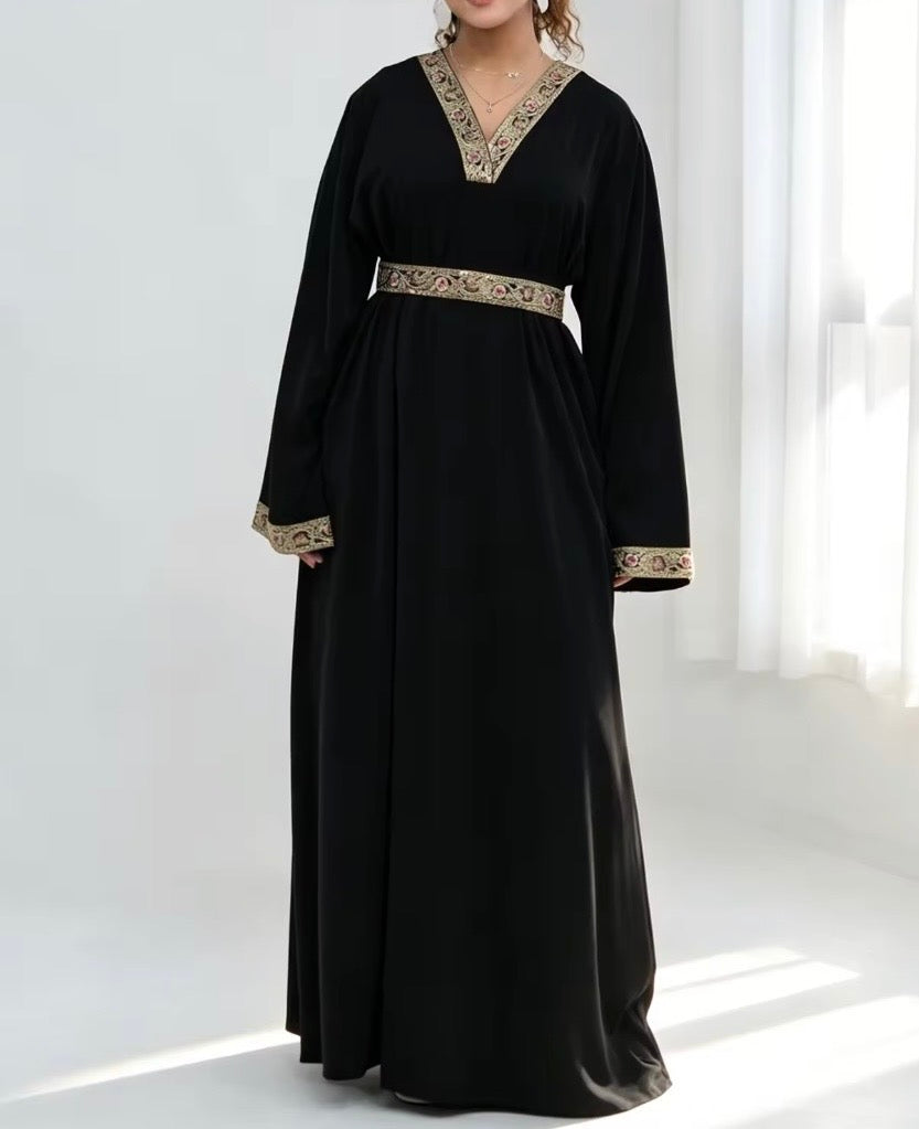 Layla Embroidered Abaya in Black