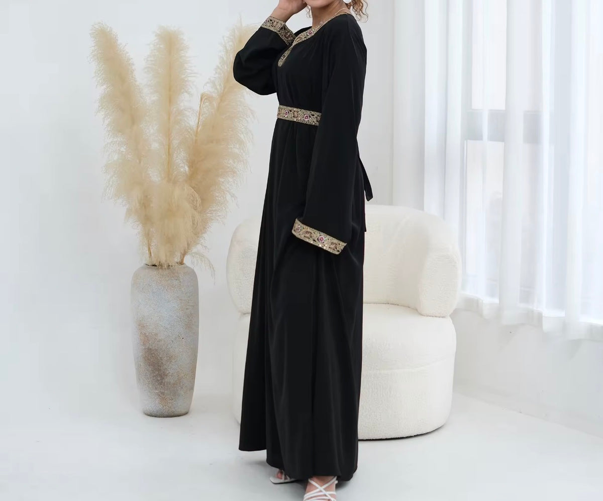 Layla Embroidered Abaya in Black
