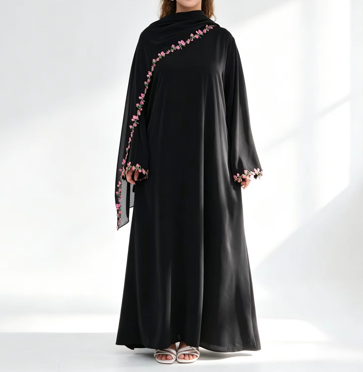 Jana Abaya Embroidered Abaya & Hijab Set in 4 Colours