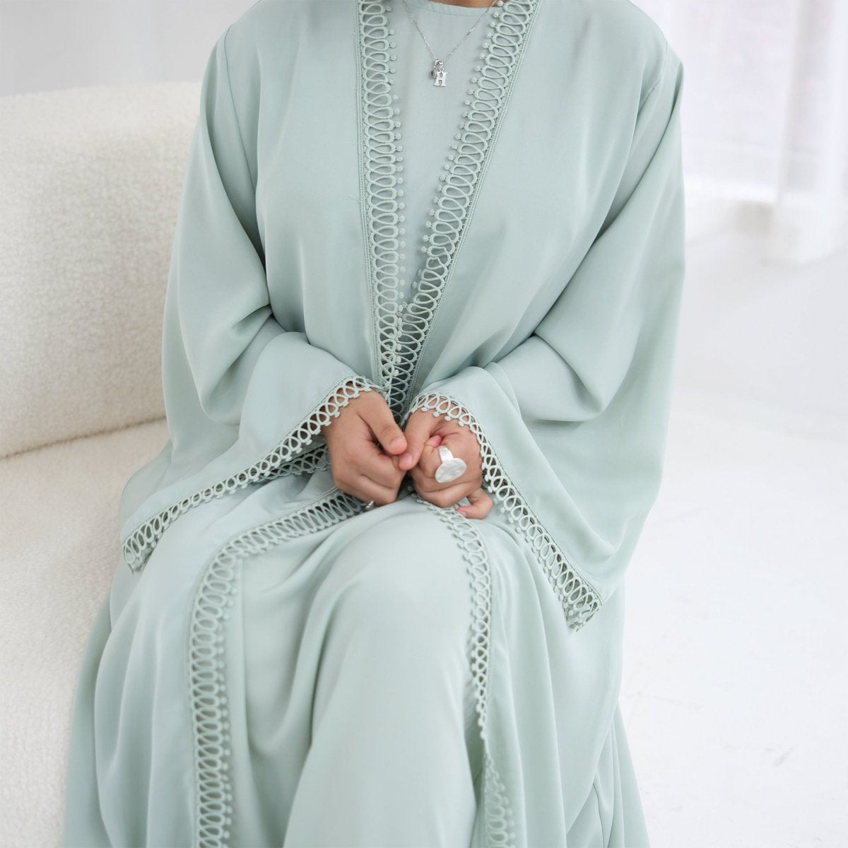 Mariam Abaya 2 Piece Set in Soft Green