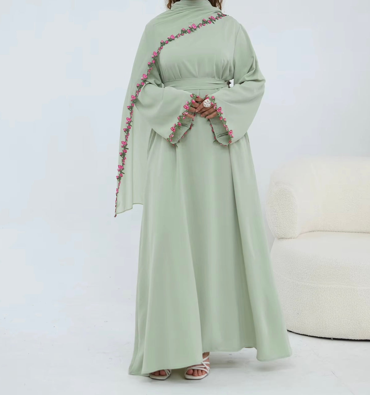 Jana Abaya Embroidered Abaya & Hijab Set in 4 Colours