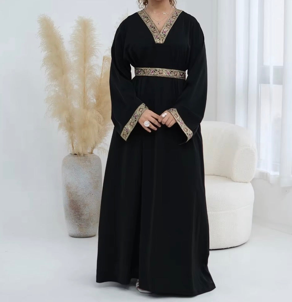 Layla Embroidered Abaya in Black