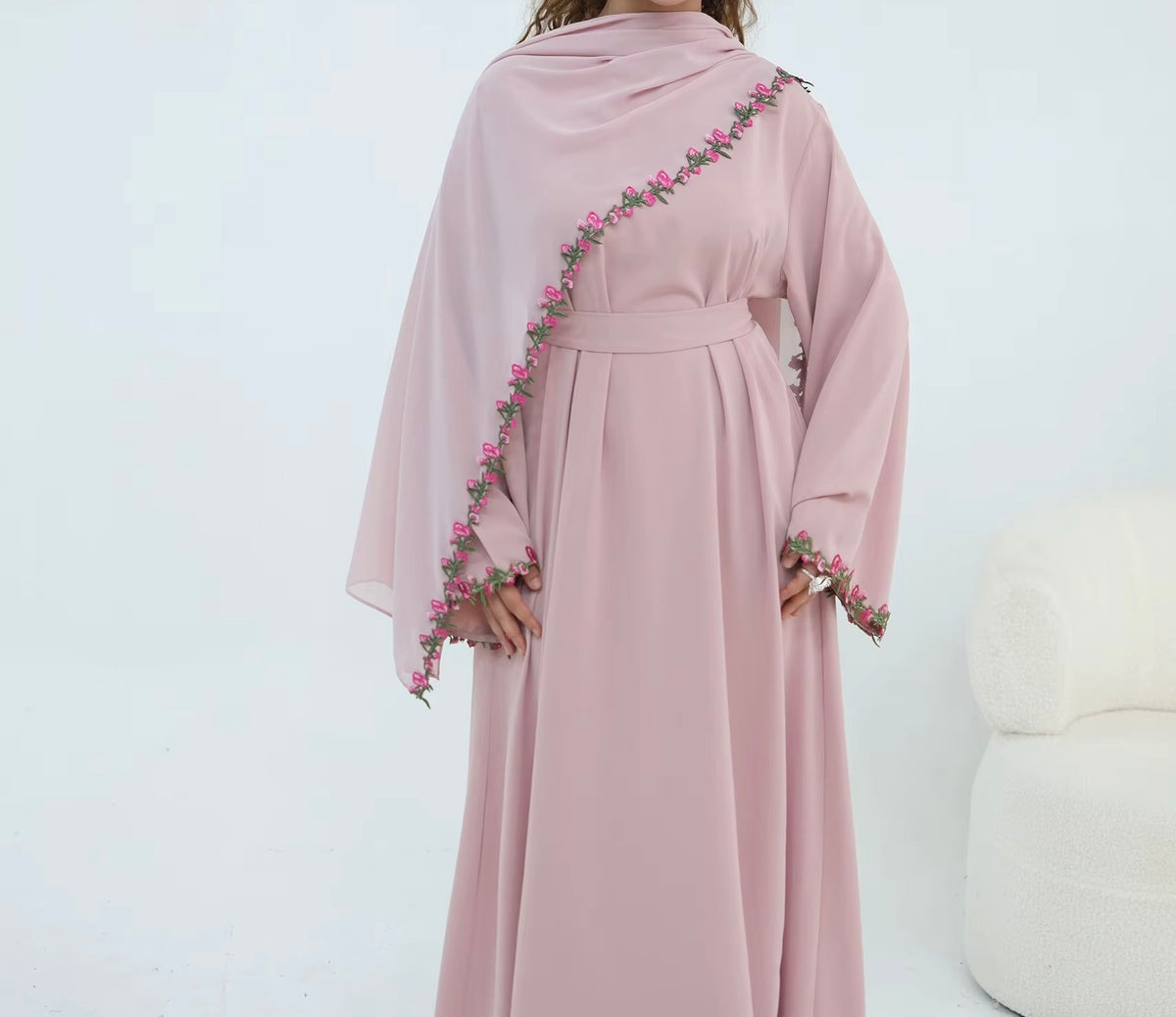 Jana Abaya Embroidered Abaya & Hijab Set in 4 Colours