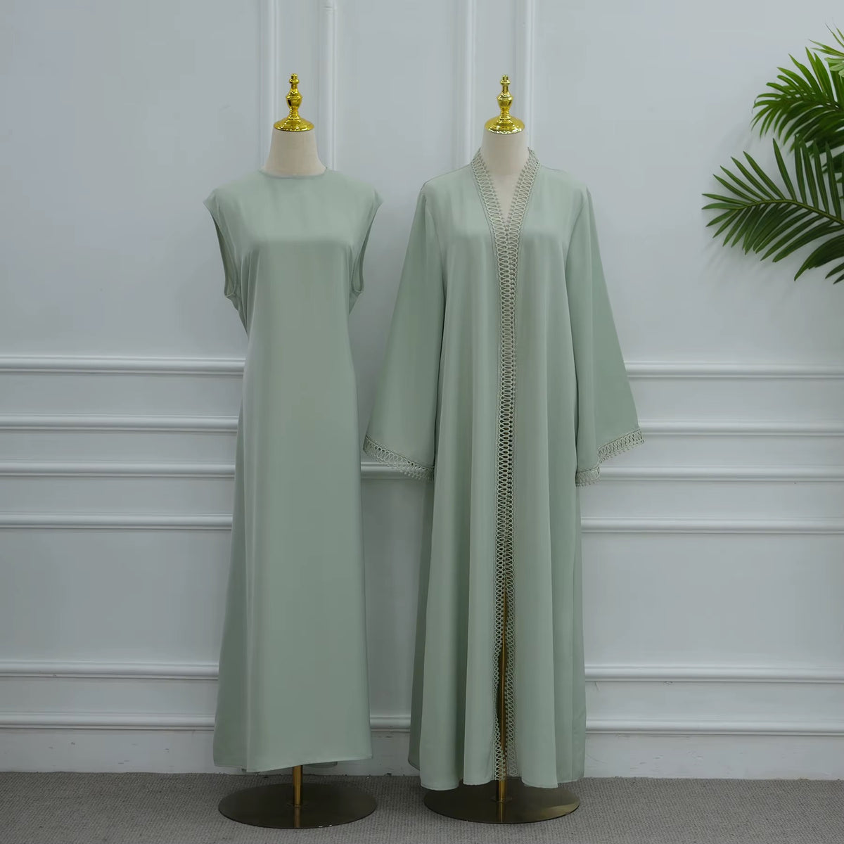 Mariam Abaya 2 Piece Set in Soft Green