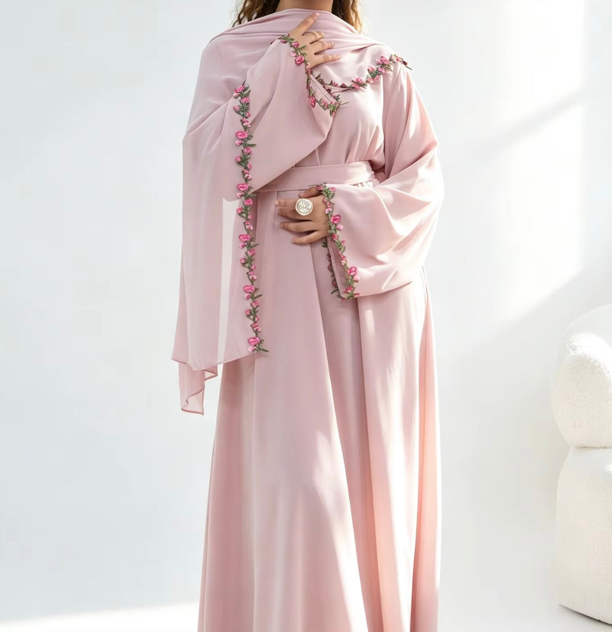 Jana Abaya Embroidered Abaya & Hijab Set in 4 Colours