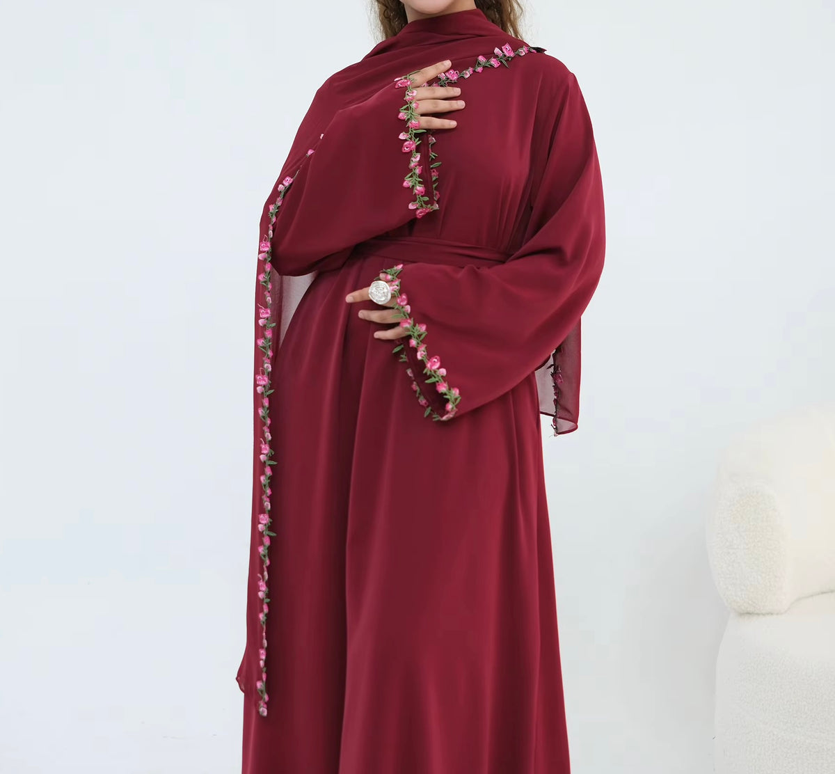 Jana Abaya Embroidered Abaya & Hijab Set in 4 Colours
