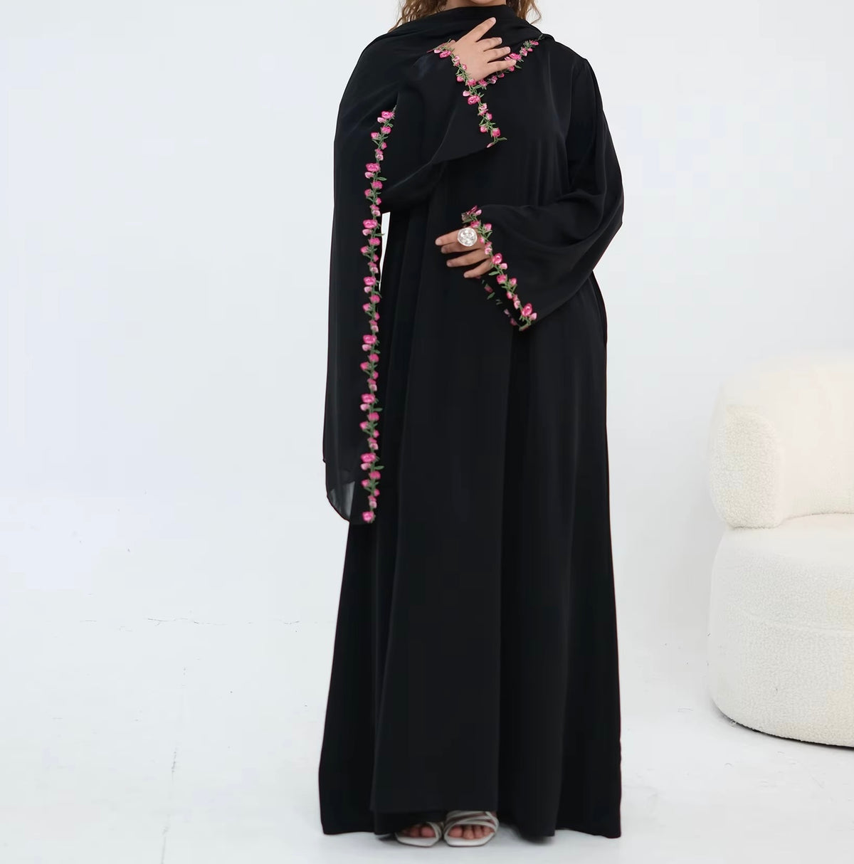 Jana Abaya Embroidered Abaya & Hijab Set in 4 Colours
