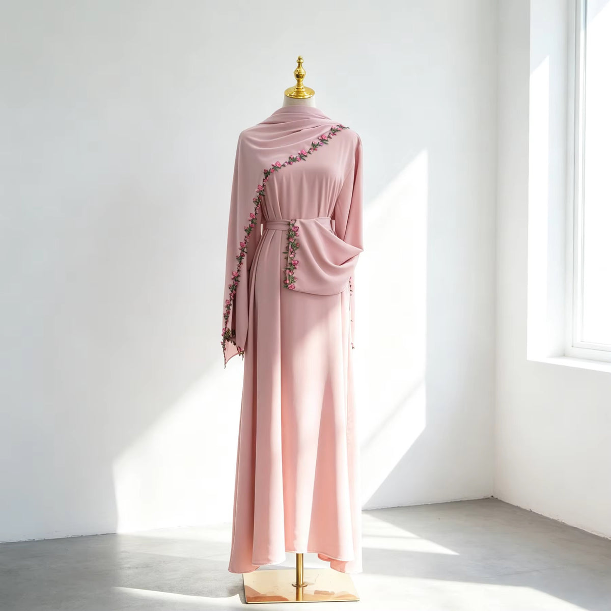 Jana Abaya Embroidered Abaya & Hijab Set in 4 Colours