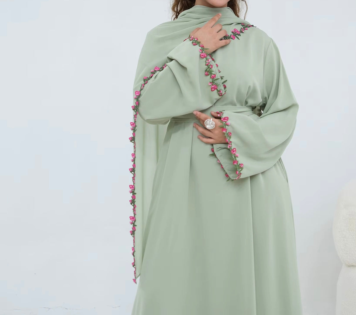 Jana Abaya Embroidered Abaya & Hijab Set in 4 Colours
