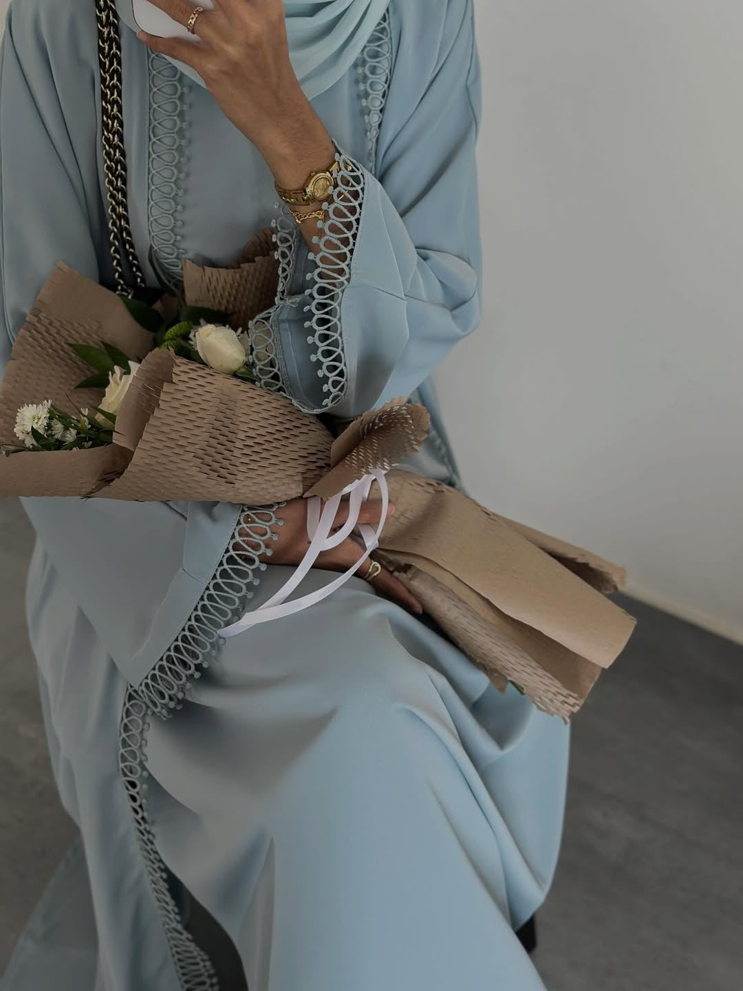 Mariam Abaya 2 Piece Set in Soft Blue