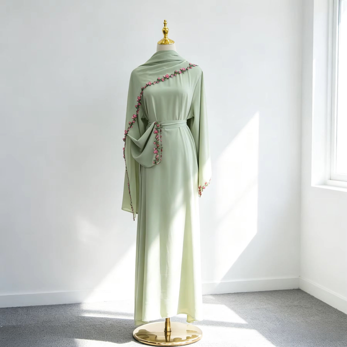 Jana Abaya Embroidered Abaya & Hijab Set in 4 Colours