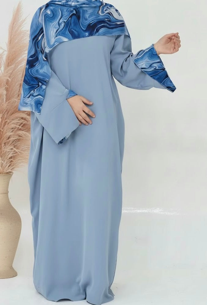 Zayna Blue Abaya and Hijab Set