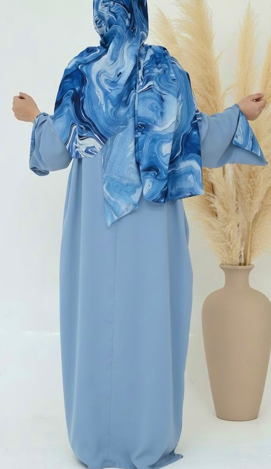 Zayna Blue Abaya and Hijab Set