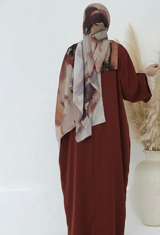 Zayna Mahogany Abaya and Hijab Set