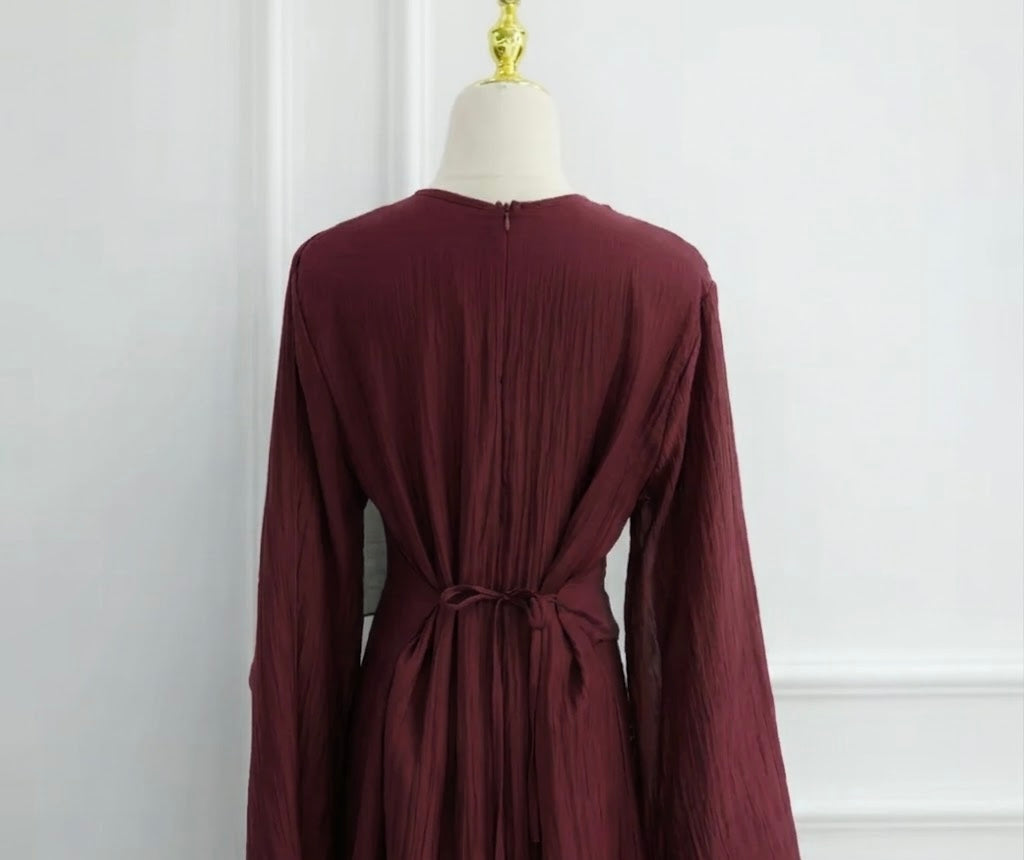 Rana Abaya Dress in Deep Red
