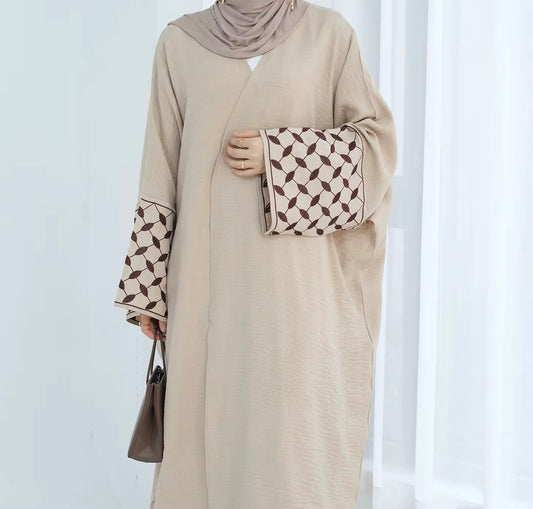 Aayah Embroidery Beige Abaya