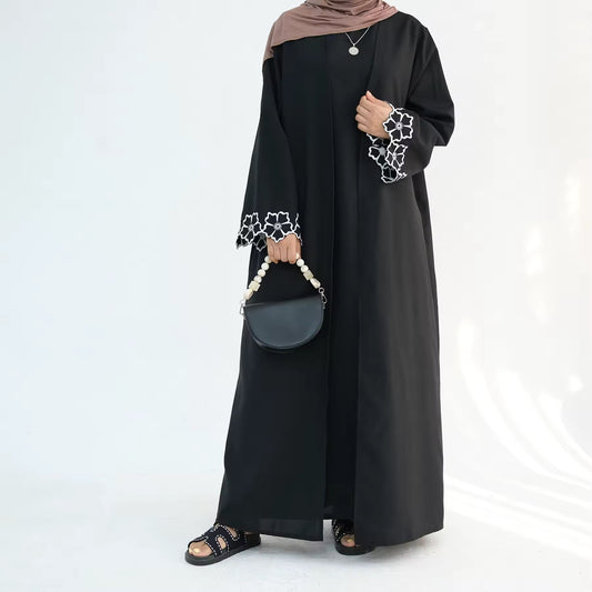 Noor Black Open Abaya