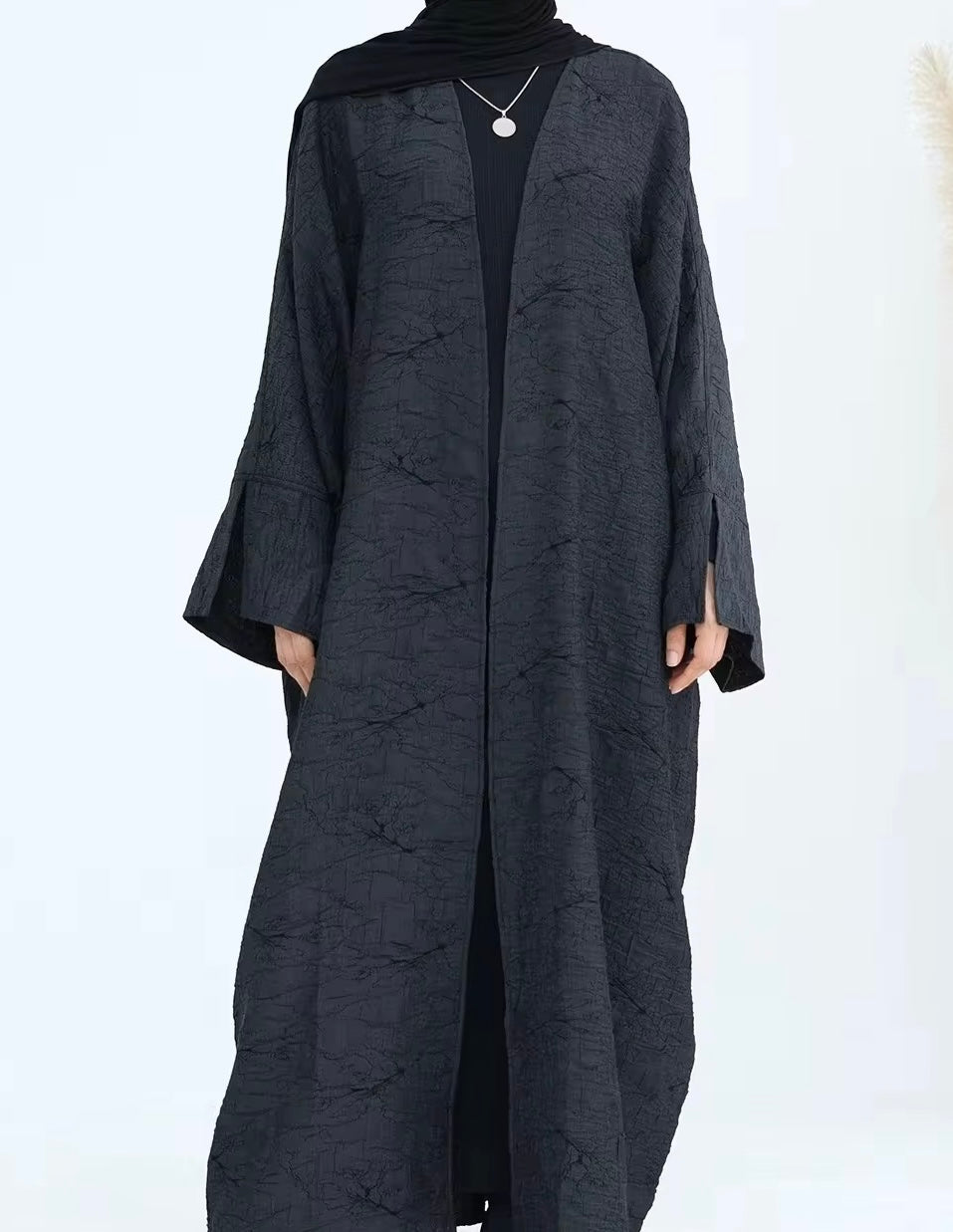 Hiba Reversible Charcoal Abaya