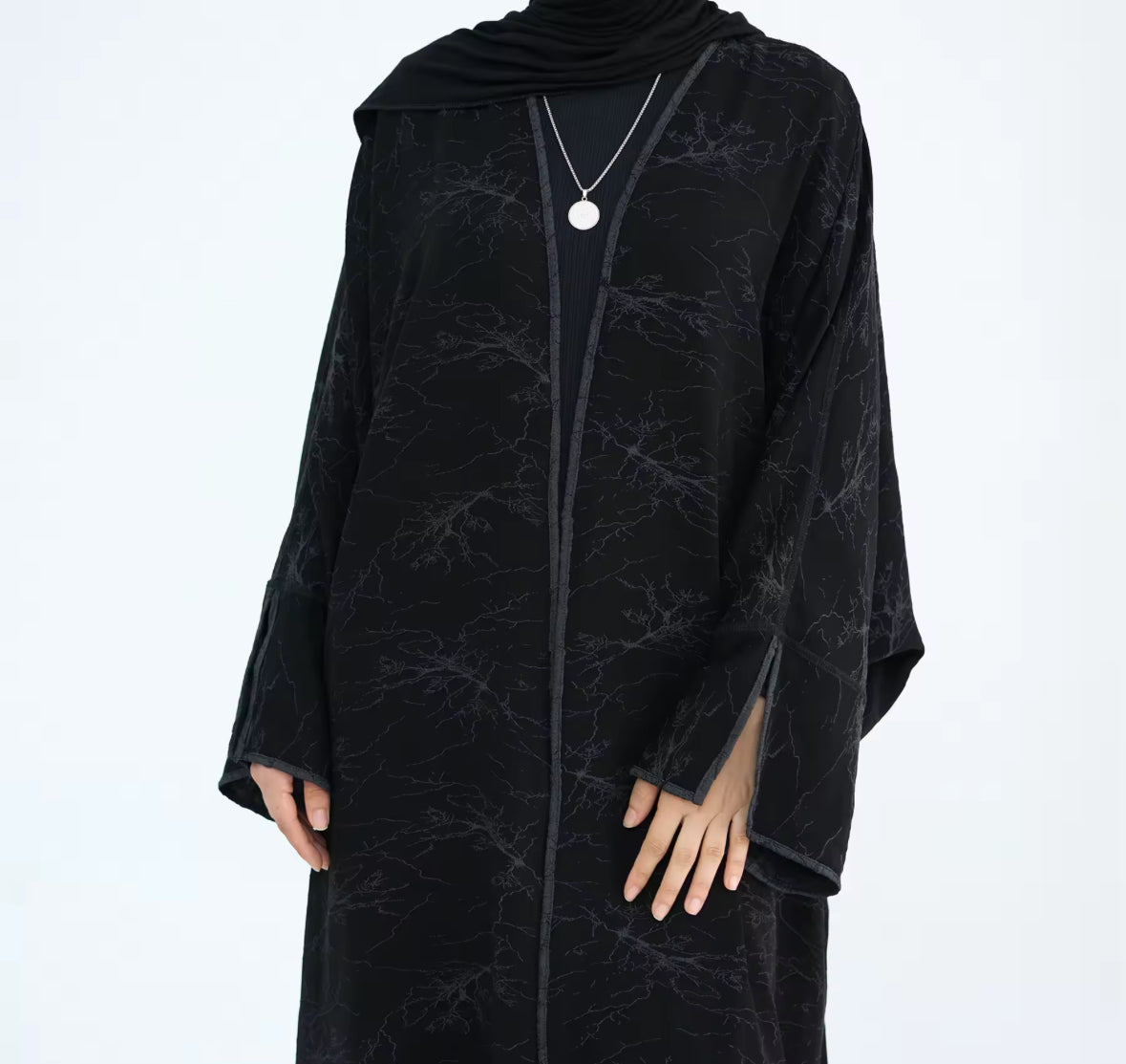 Hiba Reversible Charcoal Abaya