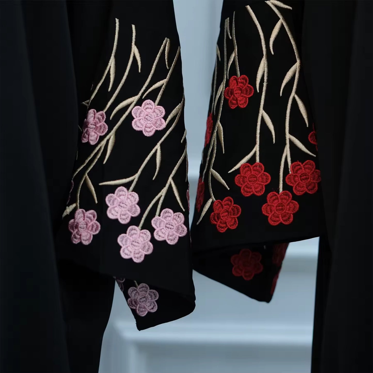 Haya Pink Floral Embroidery Abaya and Hijab Set