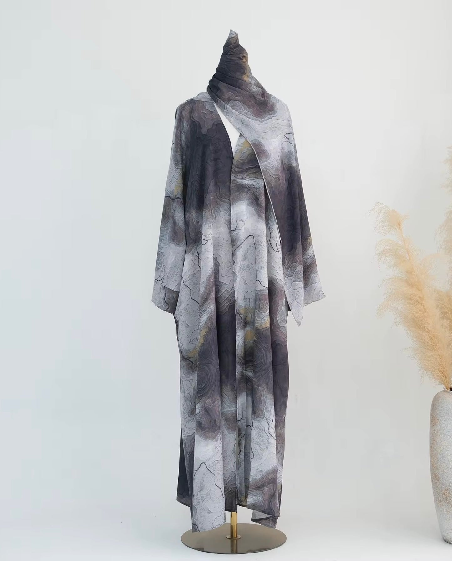 Al Sarab Abaya and Hijab Set in Grey