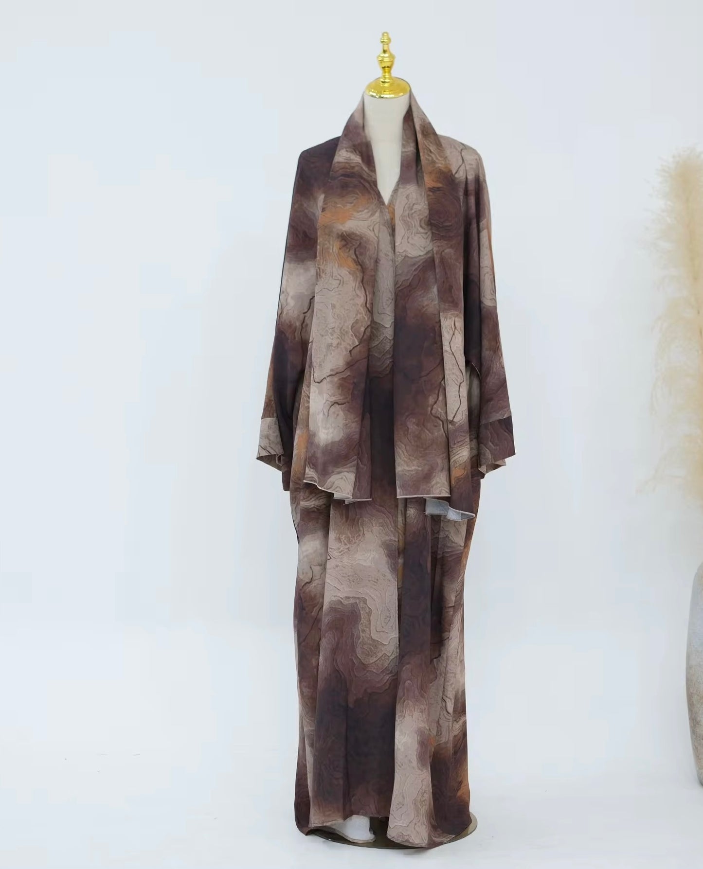 Al Sarab Abaya and Hijab Set in Brown