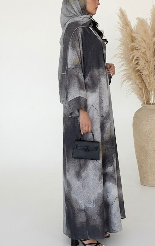 Al Sarab Abaya and Hijab Set in Grey