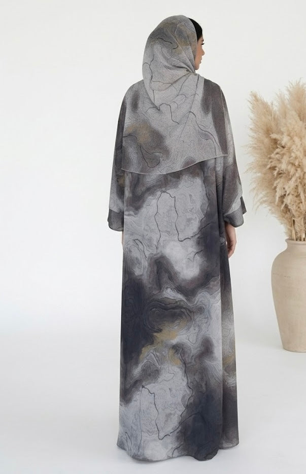 Al Sarab Abaya and Hijab Set in Grey