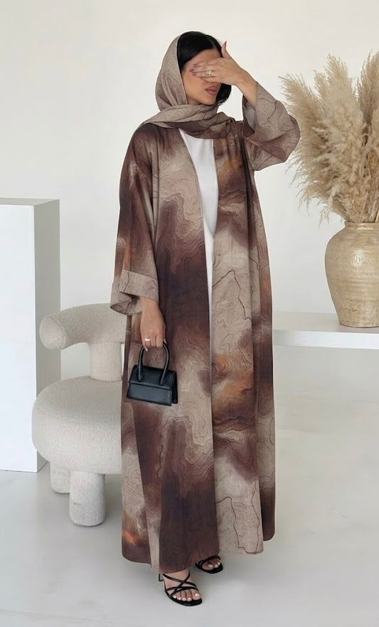 Al Sarab Abaya and Hijab Set in Brown