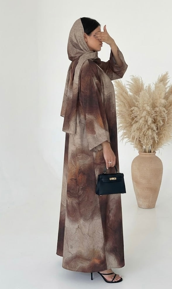 Al Sarab Abaya and Hijab Set in Brown