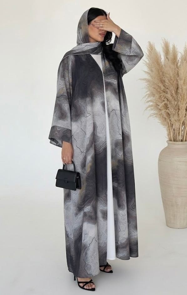 Al Sarab Abaya and Hijab Set in Grey