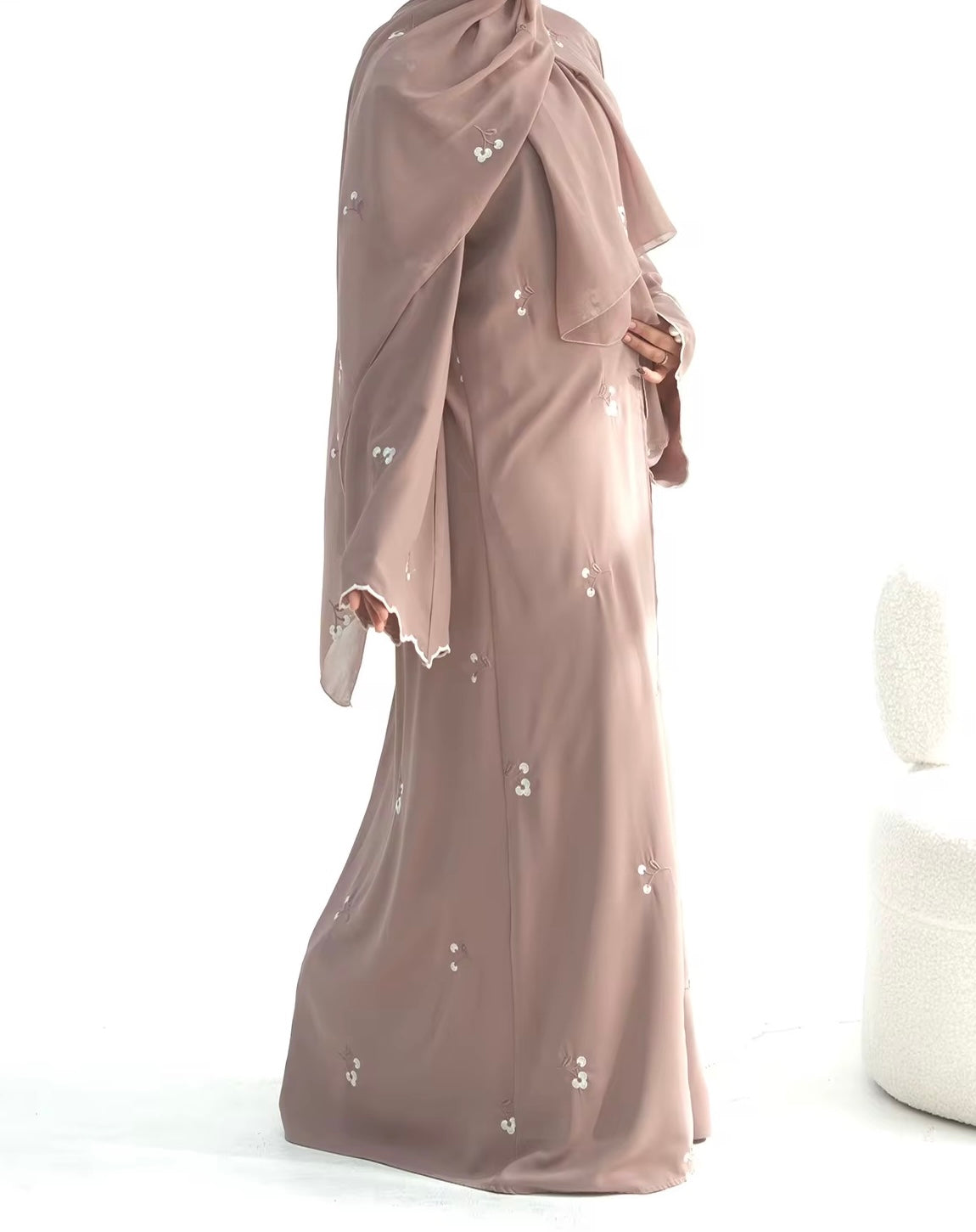 Aura Abaya and Hijab Set in Soft Blush