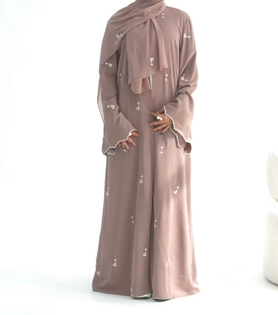 Aura Abaya and Hijab Set in Soft Blush