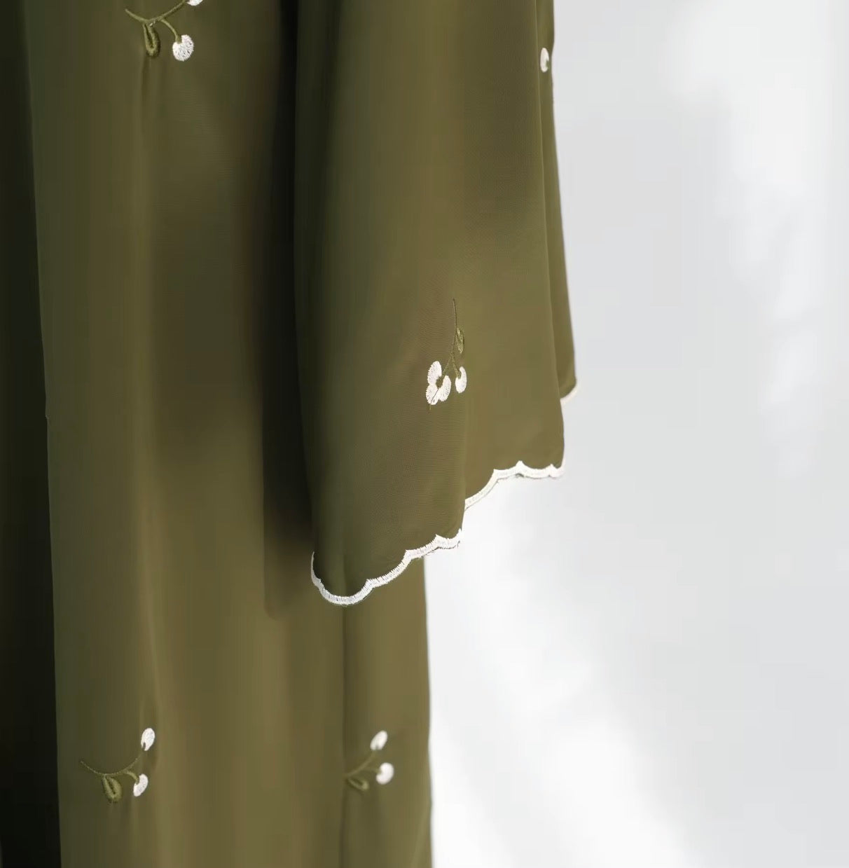 Aura Abaya and Hijab Set in Deep Emerald