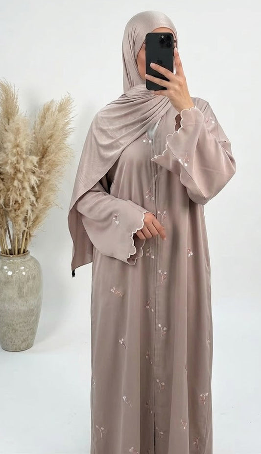 Aura Abaya and Hijab Set in Soft Blush