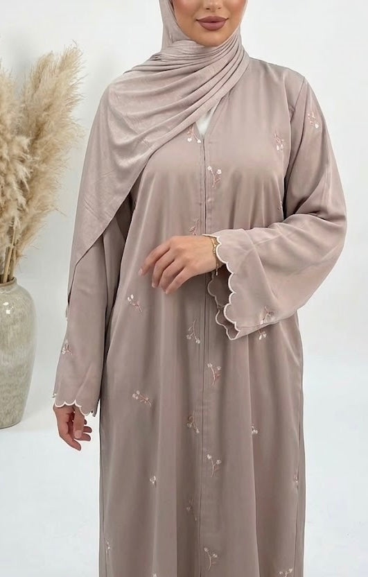 Aura Abaya and Hijab Set in Soft Blush