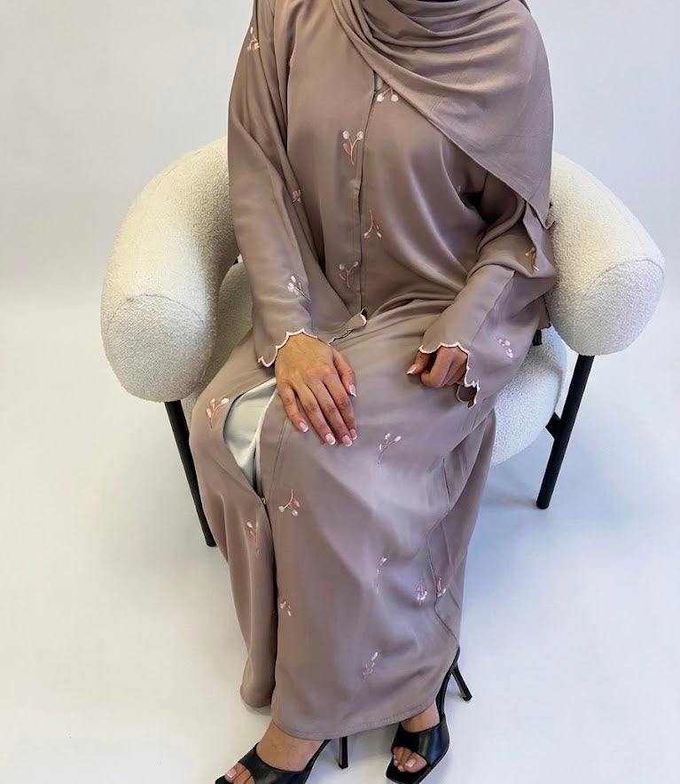 Aura Abaya and Hijab Set in Soft Blush