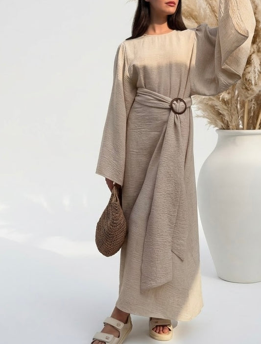 Wide Sleeve Textured Maxi Dress in 2 Colours