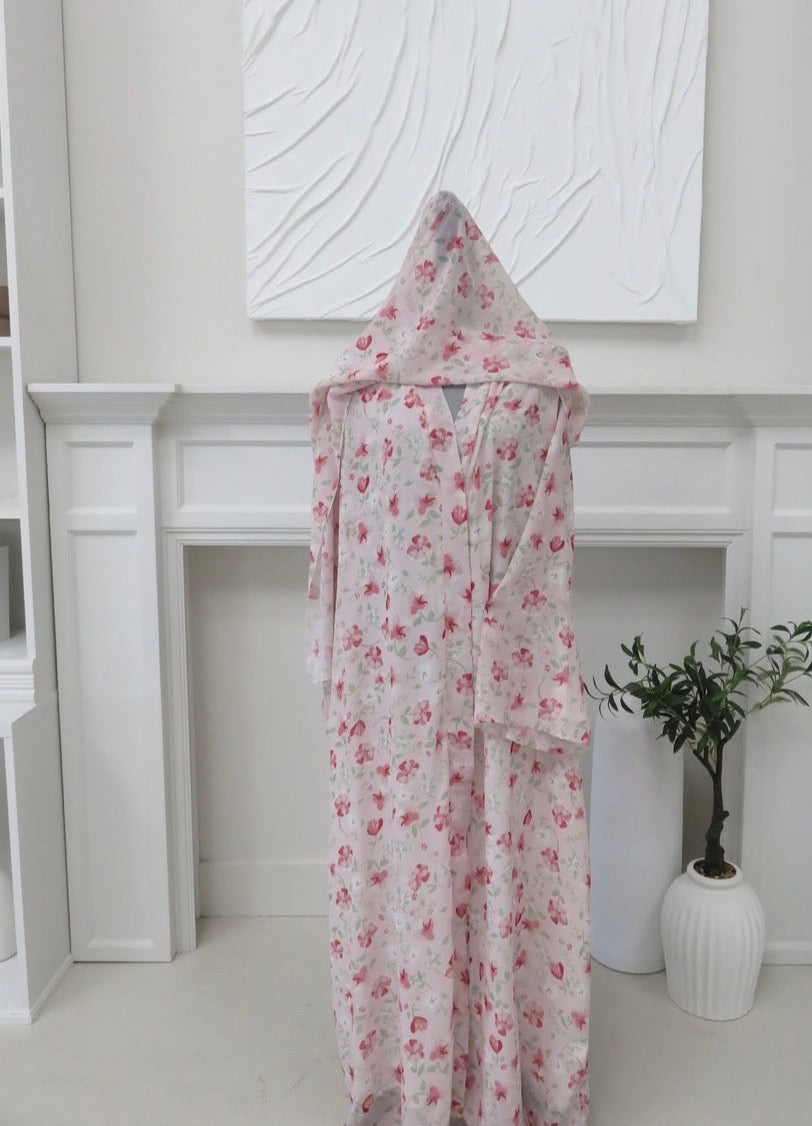 Zahri Abaya and Hijab Set in Pink