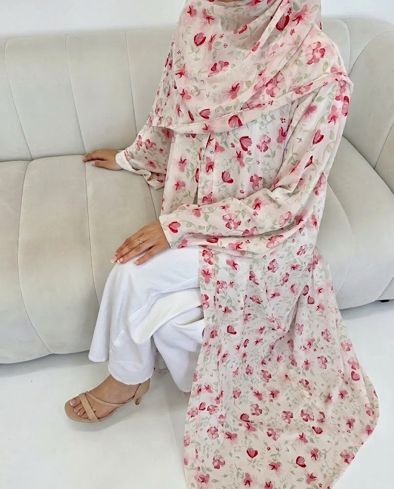 Zahri Abaya and Hijab Set in Pink