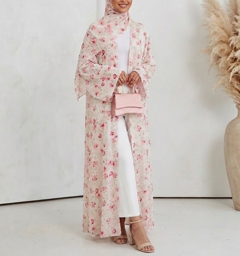 Zahri Abaya and Hijab Set in Pink