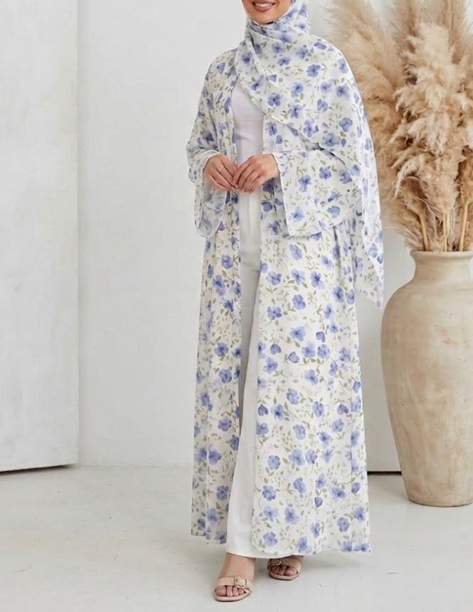 Zahri Abaya and Hijab Set in Blue