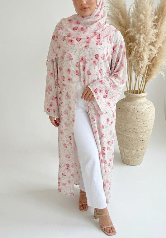 Zahri Abaya and Hijab Set in Pink