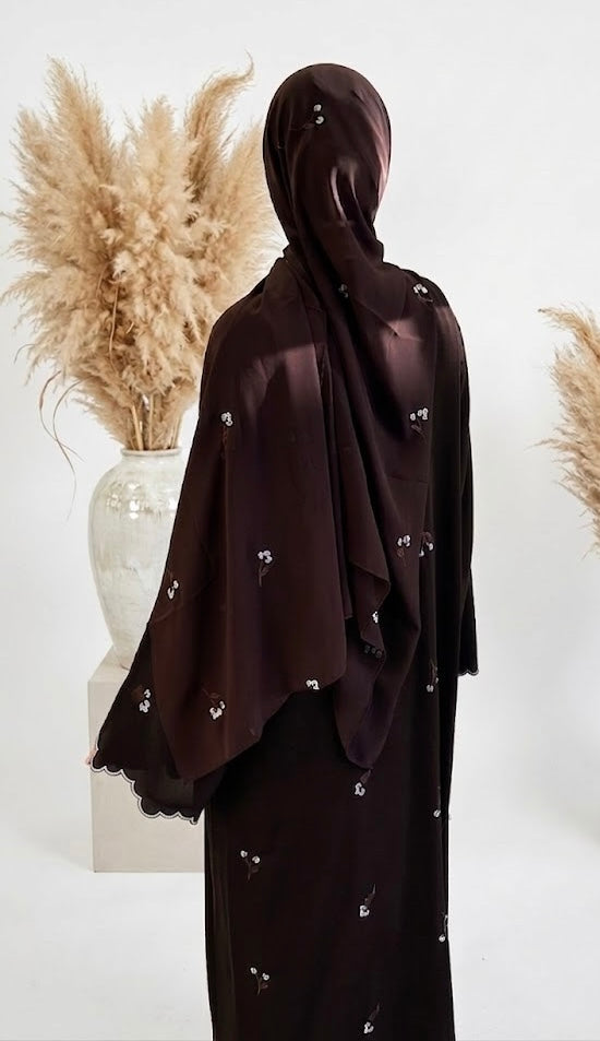 Aura Abaya and Hijab Set in Rich Cocoa
