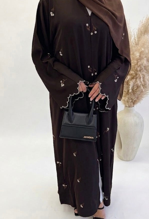 Aura Abaya and Hijab Set in Rich Cocoa