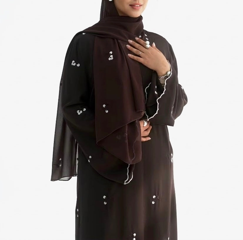 Aura Abaya and Hijab Set in Rich Cocoa